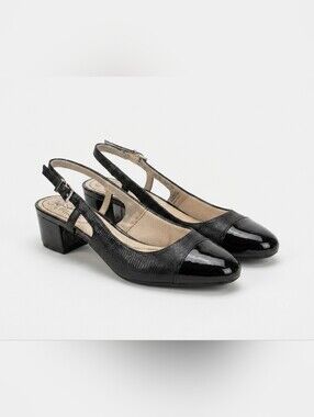 Life Stride Black Slingback Block Heel Pumps